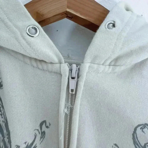 Disney Y2K Mickey Mouse White and Silver Zip Up Hoodie Women's Size 1X - Picture 3 of 8